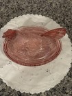 2002 Longaberger   Pink Glass Chicken Hen Nesting Covered Dish 7 5  Mint