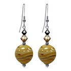 Glass Bead With Austrian Crystals 925 Sterling Silver Drop Earrings