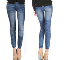 High Waist Denim Jean Faux Leggings  Stretch Pencil Jegging Pants Trousers Us