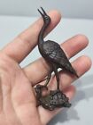 Chinese Old Antique Bronze Red-crowned Crane Turtle Statue Netsuke