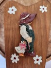 Vintage Hand Made 3d Child duck Wooden Scissor Wall Hanging Holder Caddy Storage