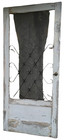 Vintage Weathered Wood Screen Door Grill Scrollwork Heavy Wear 80x36 Can Ship