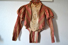 Victorian 19th C Cotton Bustle Back Bodice W Shell Buttons Unique Style