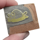 Vintage Antique Brass Wood Mouse Letterpress Printing Press Block Plate