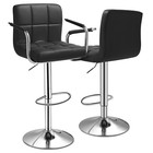 Black 2x Adjustable Leather Swivel Bar Stool Counter Height Pub Chair W armrest