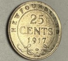 1917 C  Newfoundland Canada Twenty Five Cents - Silver 25 Cents - Excellent