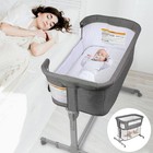 3 In 1 Grey Baby Bassinet Bedside Sleeper Playpen Portable Crib