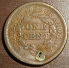 1851 Braided Hair Cent  vf  Holed  425