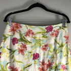 Dandy By Randi M Womens Size 6p Petite Skirt 100  Linen Tropical Hawaiian Floral