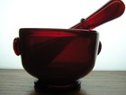 Deep Red Blown Glass Mortar   Pestle