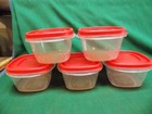 Large Lot Of Rubbermaid Easy Find Red Lid Storage Containers  1 25  2  3  5 Cup