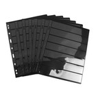 10 Sheets Stamp Stock Pages With 9 Binder Holes Black double Sided Display