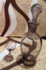 Vintage Amethyst Purple Glass Decanter Set   Tiny Cordial Liqueur Shot Glass