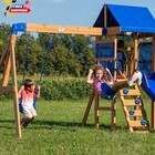Backyard Discovery Aurora Cedar Wooden Swing Set Playset Wave Slide Rock Wall