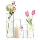       glass Cylinder Vases Set  Hurricane Candle Holders  Wedding Centerpiece   