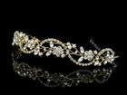 Gold Bridal Flower Vines Rhinestone Crystal Wedding Tiara Headband 7597