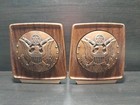 Vintage Wood Metal Bookends Set American Patriot Eagle E Pluribus Unum Usa Seal