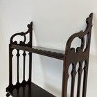 Vtg  Mahogany Victorian Gothic Chippendale Fretwork Trad 2 Tier Wall Shelf