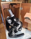 Antique 1940 s Bausch   Lomb Microscope  1083 Md With Wood Case 