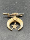 Masonic Jewel Badge Crescent Moon Star Sword Scimitar Gold Tone Pin