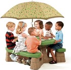 Step 2 Kids Picnic Table With Umbrella Durable Outdoor indoor Fun For 6  Kids Ne