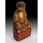 19th Century Antique Vietnamese Lacquered Gilt Wood Amitabha Buddha Statue             