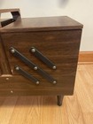 Vintage 3-tier Wooden Accordion Sewing Box Stocked With Supplies