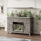 Farmhouse Aquarium Stand Fish Tanks W  Built-in Power Outlet Rustic Fish Cabinet