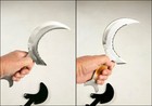 Moon Crest Dagger Sickle Curved Ritual Knife Athame Boline Bone Handle   Sheath