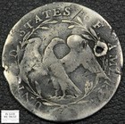 1795 Lm-10 Lds Flowing Hair Silver Half Dime H10c  obverse Die Cud   - Holed