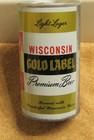 1970s Wisconsin Gold Label  Pull Tab Top Beer Can  Huber  Monroe B o
