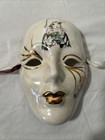 Vintage Hand Painted   Signed Ceramic Porcelain 7  Wall Hanging Mardi Gras Mask