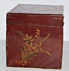 Antique Ying Mee   Co Chinese Red Lacquer Tea Box Caddy Case Foo Dog Floral Art