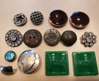14 Vintage  Button Lot  Rhinestones enamel metal square Lucite 
