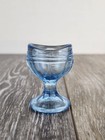 Blue Vaseline Uranium Style Glass Glow Ribbed Eye Wash Cup - Glows Pink 