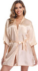 Women s Satin Robe Short Kimono Bathrobes For Bride   Bridesmaid Wedding Party R