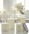 Clear Glass Flameless Candle 2 Inch X 4 Inch Ivory Votive -  remote Included 