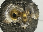 Vintage Brutalist Metal Owl Sculpture Round Folk Art Retro 6 25  Mcm