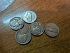 Lot Of 5 Coins Jefferson War Nickels 35  Silver 56  Copper Alloy 9  Manganese
