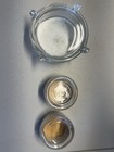 Vintage Art Deco Vanity Jar Set     Glass   Chrome Lids     3-piece Dresser Set     19