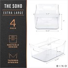 Bino   Plastic Organizer Bins  X-large - 4 Pack   The Soho X-large  Clear 