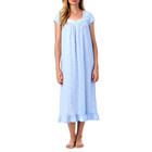 Eileen West Blue Floral Cap Sleeve 100  Cotton Jersey Knit Ballet Nightgown Pl