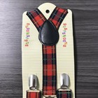 Red Black Plaid Adjustable Clip-on Suspender For Kid s Toddlers Boys Girls 