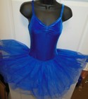 Velvet Ballet Dance Costume Attached Tutu Royal Blue Ch adult Pinch Front