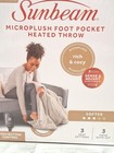 Sunbeam Microplush Foot Pocket Heated Throw Blanket  grey  