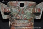 China Sanxingdui Culture Bronze Sacrifice People Head Mask Statue Wall Mounted