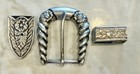 Vintage Sterling Silver Belt Buckle Set 3pc Western Handcrafted--925 D3