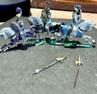 Lot Of 3 Antique vintage Painted Lead Jousting Knights On Horseback Detachable