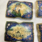 Antique Persian Middle Eastern Hand Painted Bone Panels For Bracelet Repair