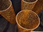 Blenko Hurricane Chimney Shade Amber Crackle Glass -set Of 4